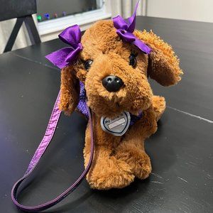 Brown Cocker Spaniel with Purple Sequin Poochie & Company Purse (OH)